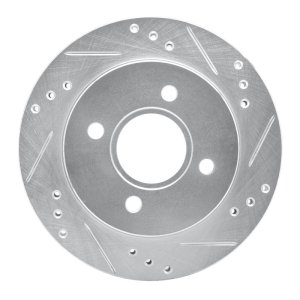 Ford Contour Brake Rotor (1) - Rear Right - R1 Concepts - Drilled & Slotted - Silver - `95-`04